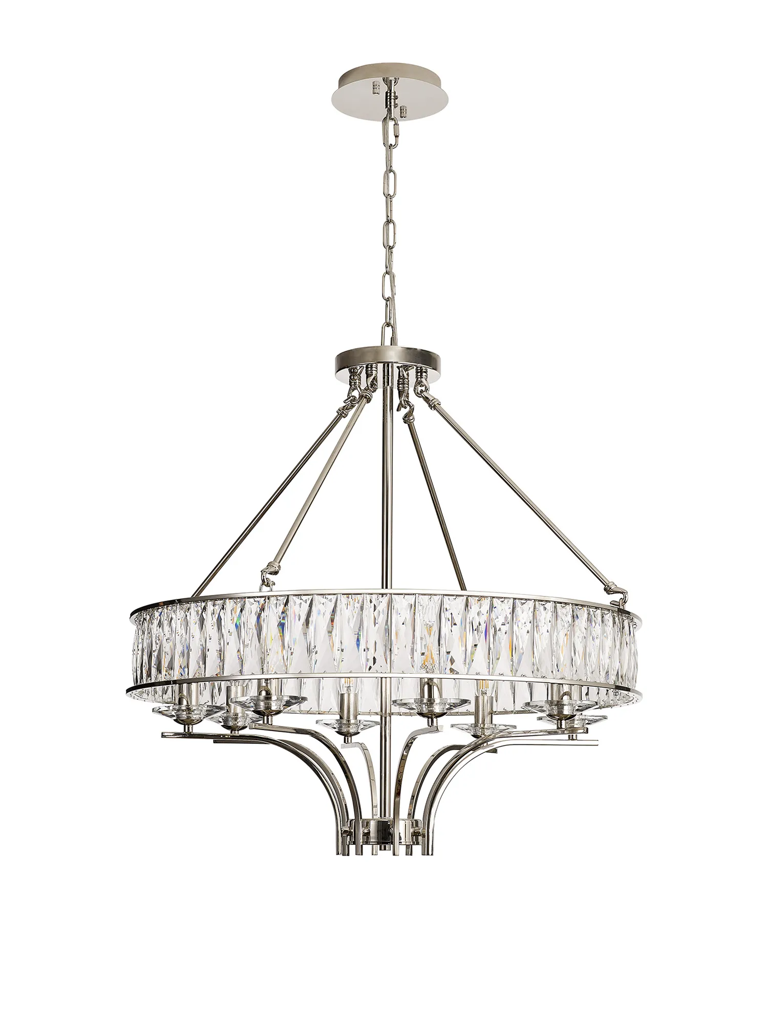 Vivienne Crystal Pendant/Semi Ceiling 8 Light Polished Nickel IL31820  Diyas Vivienne Polished Nickel